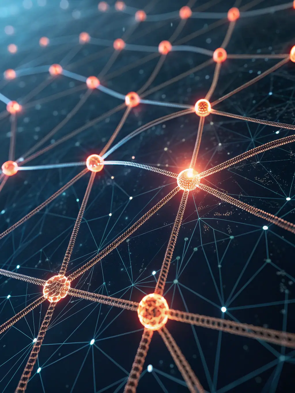 A close-up shot of a neural network diagram with glowing connections, symbolizing the core of machine learning algorithms.