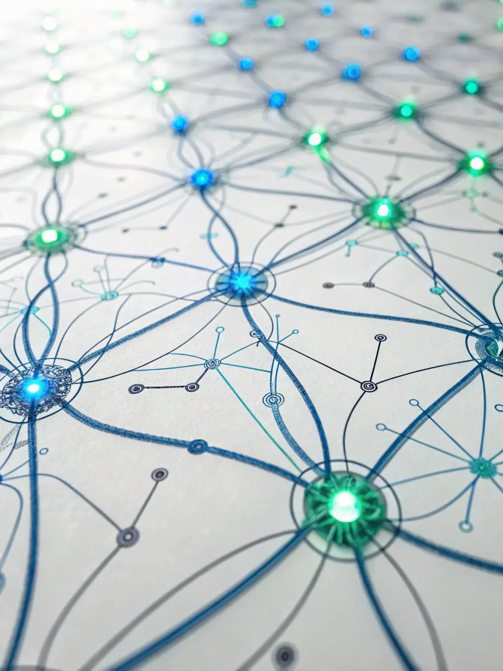 A focused shot of a neural network diagram, highlighting the layers and connections, symbolizing the core of machine learning.